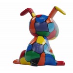 Set of 3 design dog sculptures in resin (multicolor)