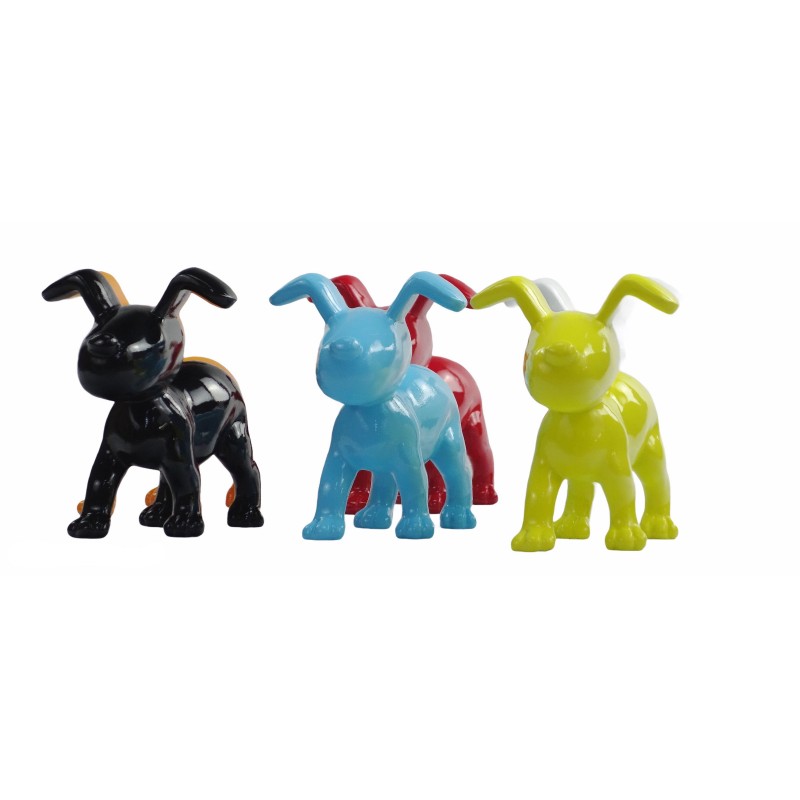 Set of 6 design dog sculptures in resin (multicolor) - image 50029