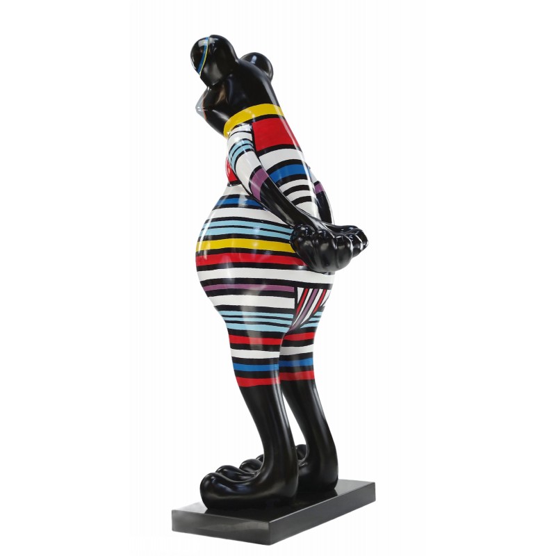 Statue sculpture décorative design GRENOUILLE RAYURES en résine H145 (multicolore) - image 50038