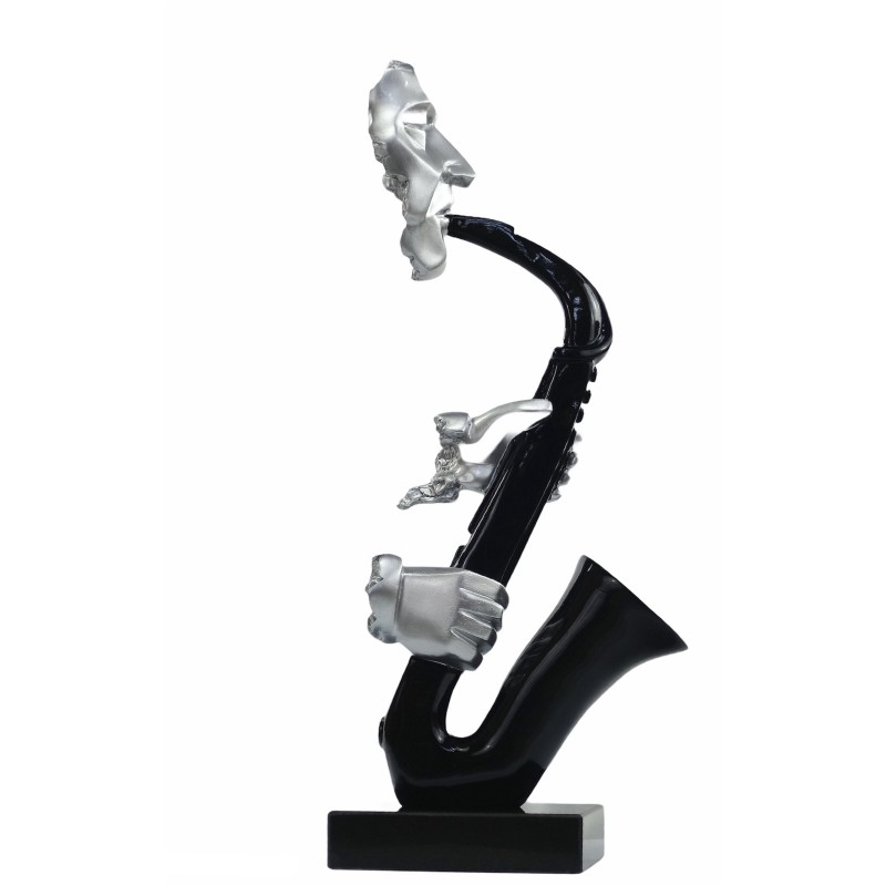 SAXOPHONE design decorative sculpture statue H64 (black, resin silver) cm in