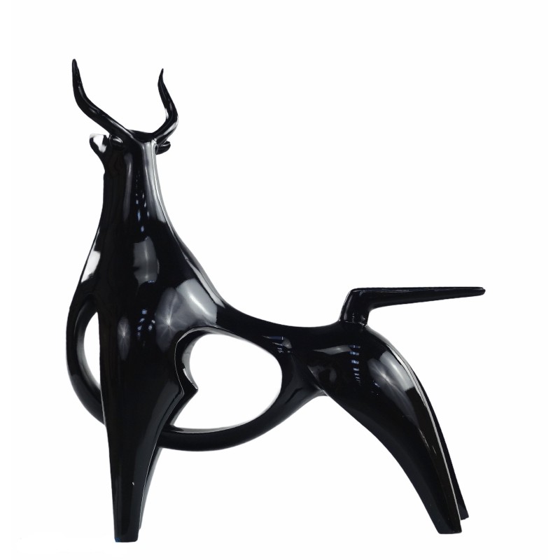 Design decorative sculpture Bull statue in resin H54 cm (black) - image 50065