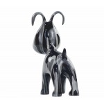 Set di 2 coppie di cani design sculture in resina H38 (grigio)