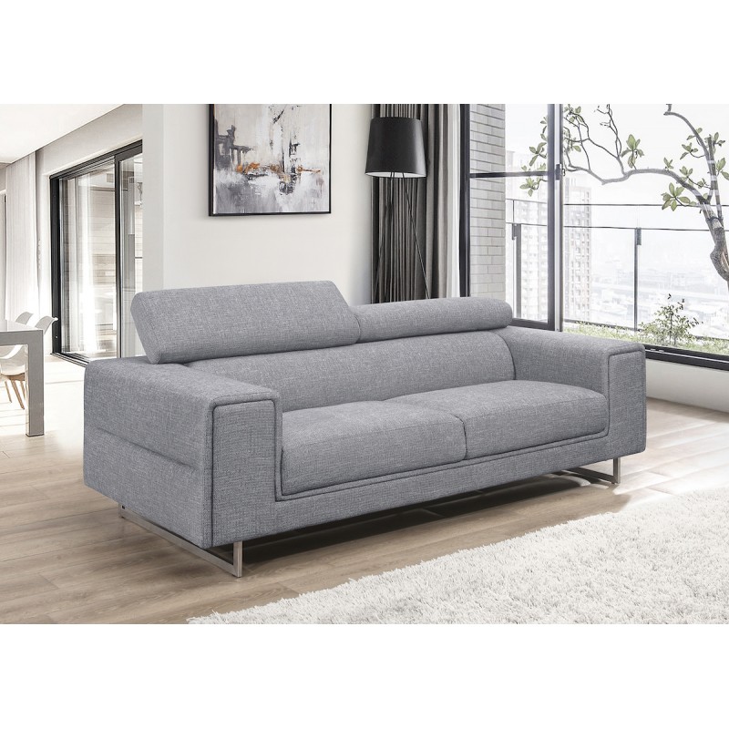 Rechts Sofa Design 3-Sitzer mit CYPRIA Stoff (grau) - image 50130