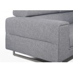 Canapé droit design 3 places avec têtières CYPRIA en tissu (gris)