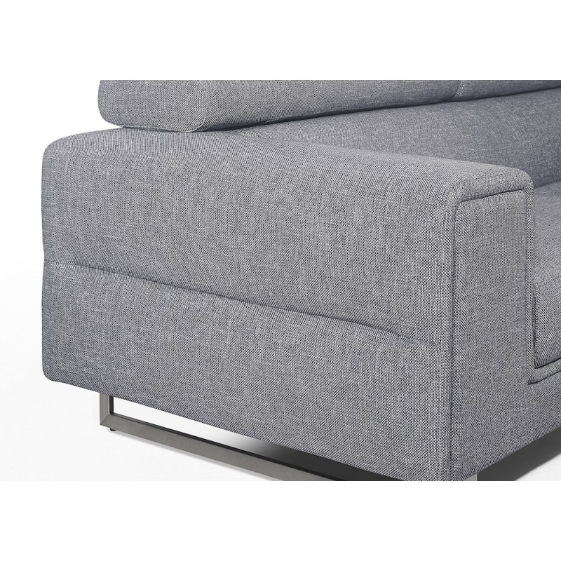 Sofá de diseño de 3 plazas con cabezales de tela CYPRIA (gris) - image 50136