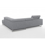 Canapé d'angle design 5 places avec appuis-tête ILONA en tissu - Angle Droit (gris)