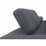 Sofá recto de diseño de 3 plazas con cabezales de tela CYPRIA (gris oscuro)