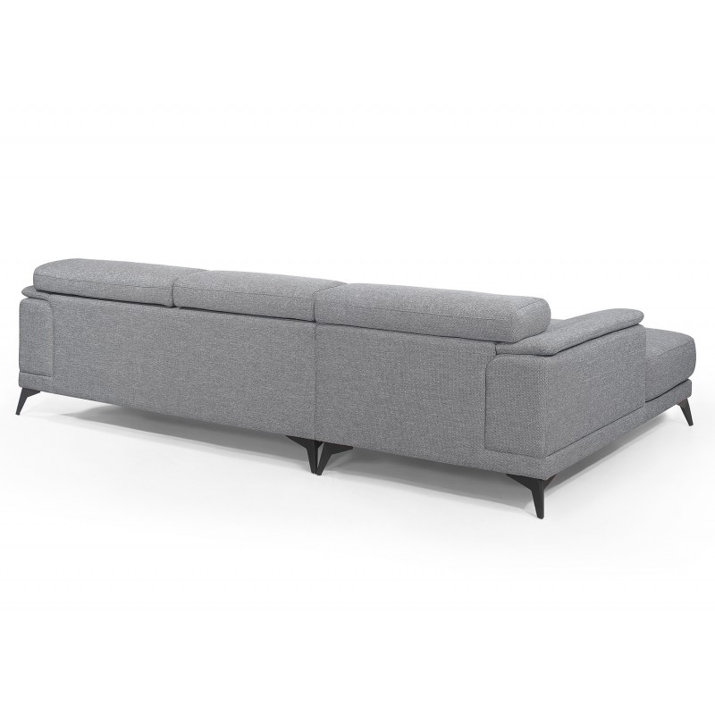 Canapé d'angle design 3-5 places avec appuis-tête LESLIE en tissu - Angle Gauche (gris) - image 50179