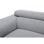 3-5 Sitzer Design-Ecksofa mit LESLIE Kopfstützen aus Stoff - Winkel Rechts (grau)