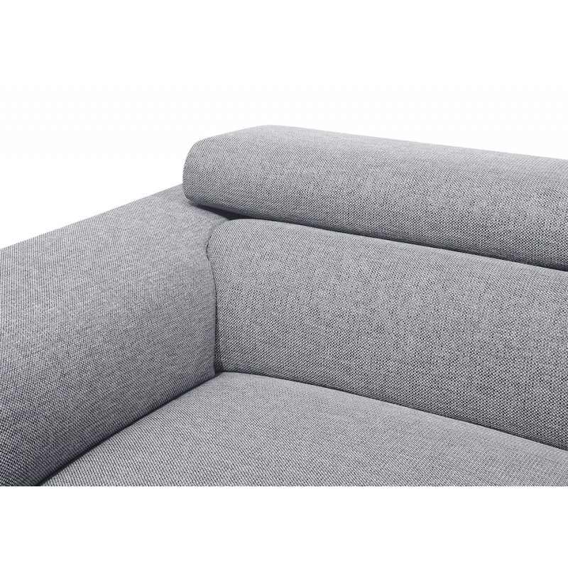 Sofá de esquina de diseño de 3-5 asientos con reposacabezas de tela LESLIE - Ángulo recto (gris) - image 50195