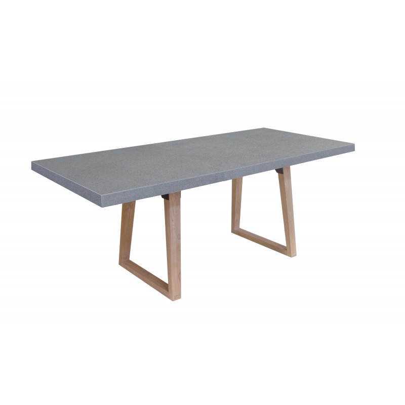 Table à manger design pieds teck massif OXANA (200 cm) (gris)