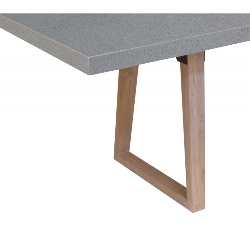 Table à manger design pieds teck massif OXANA (200 cm) (gris) - image 50316