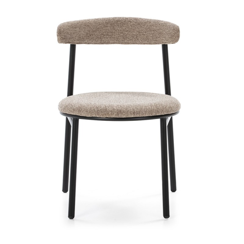 Retro Chair 48X54X73 Metal Black Fabric Beige - image 50446