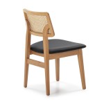 Chair 52X54X80 Wood Natural P.Leather Black Rattan Natural