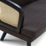 Sofa 75X150X86 Wood Black Fabric Rattan Natural