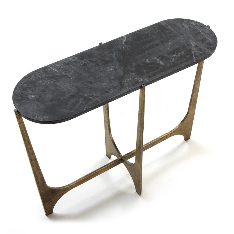 Console 92X31X76 Marble Black Metal Golden - image 50509