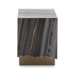 Side Table 41X41X53 Marble Grey Metal Golden