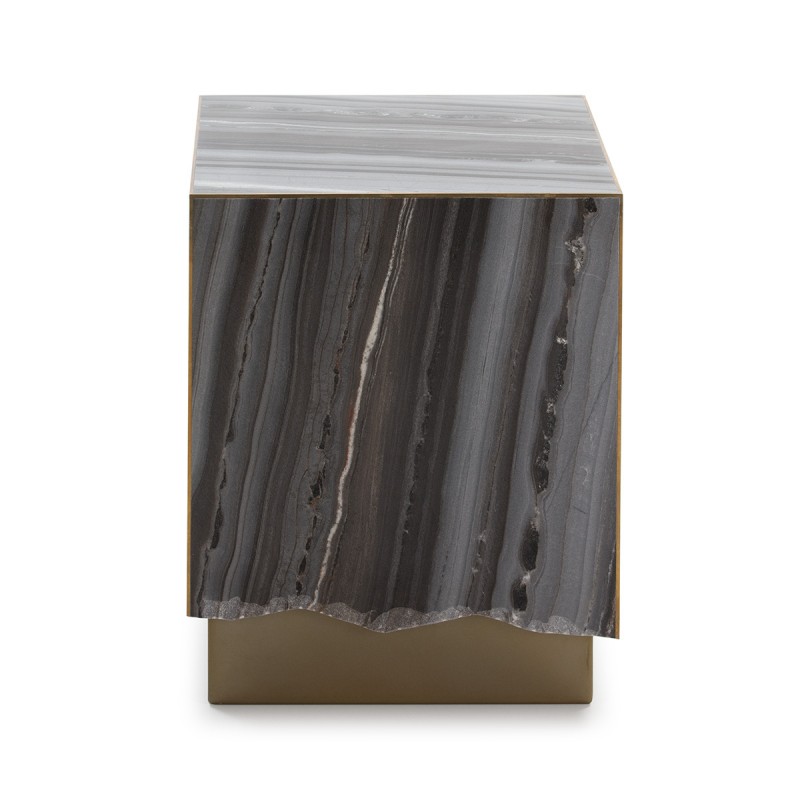 Side Table 41X41X53 Marble Grey Metal Golden - image 50511