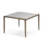 Table basse 65x59x41 Fer Doré Antique Époxi Terrazzo Blanc
