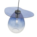 Lampada A Sospensione 34X33X31 Metallo Nero Vetro Blu