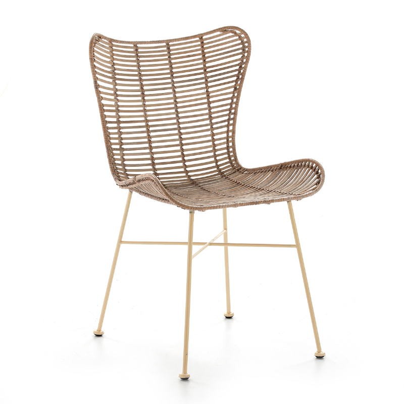 Chair 56X51X85 Metal Wicker White Washed - image 50659