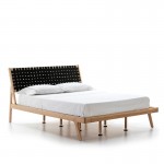 Bed 157X205X97 Ash Wood Natural Fabric Black