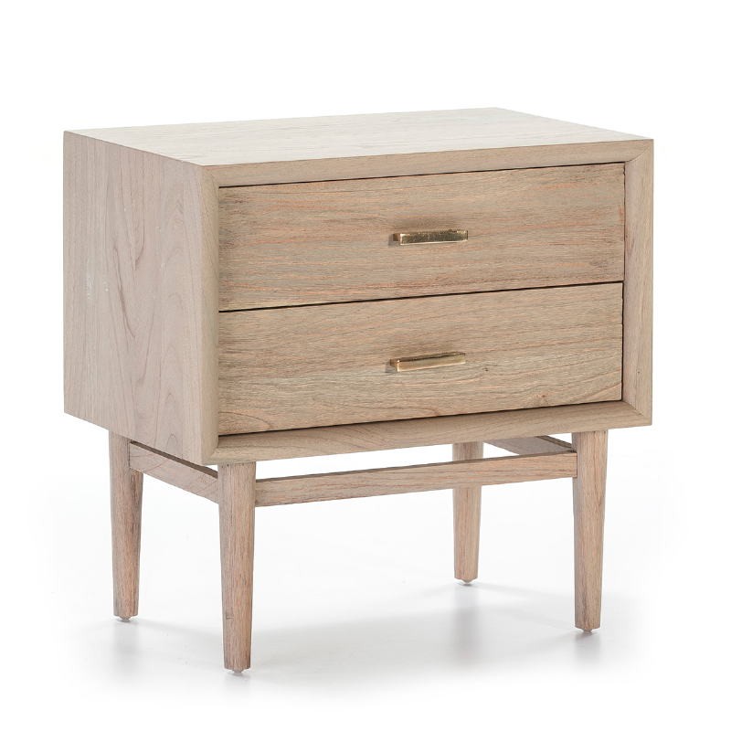 Bedside Table 2 Drawers 60X40X60 Wood Grey