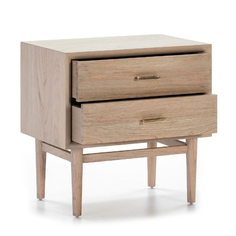 Bedside Table 2 Drawers 60X40X60 Wood Grey - image 50779