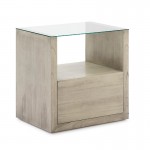 Nachttisch 1 Schublade 60X45X60 Glas/Holz Verschleiertes Grau