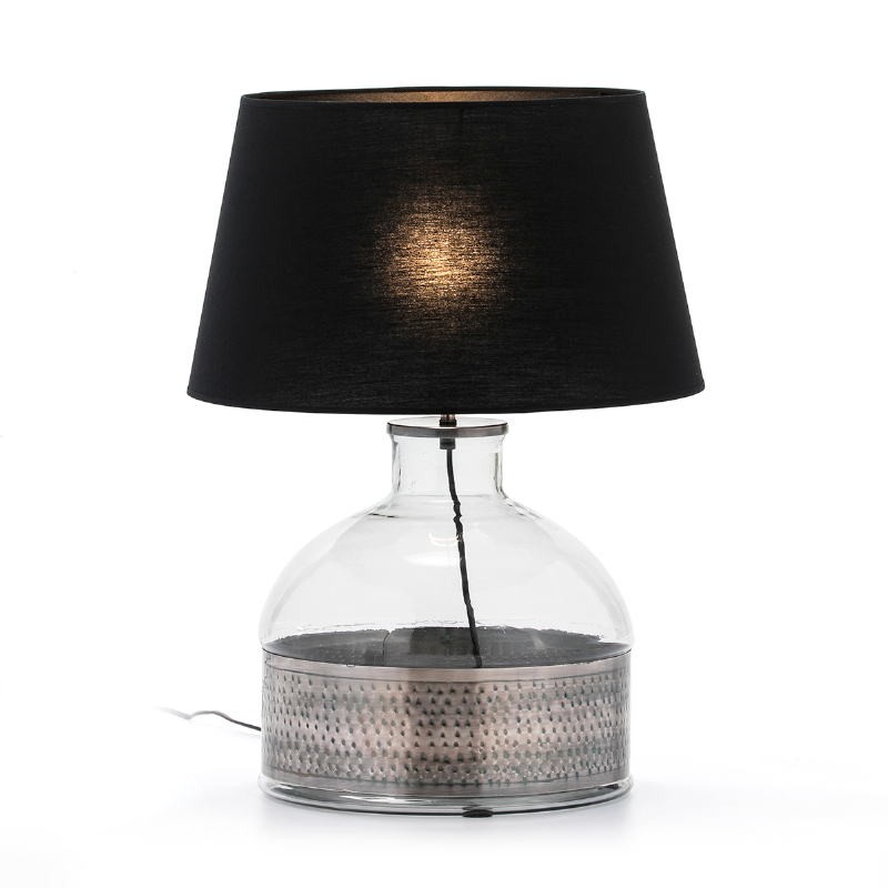 Table Lamp Without Lampshade 33X33X40 Glass Metal Silver - image 50876