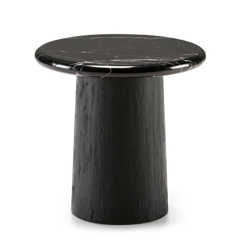 Table d'appoint, bout de canapé, bout de canapé 50x50x50 Bois Marbre Noir
