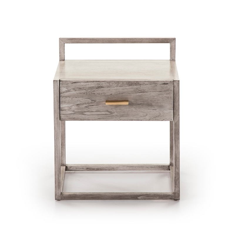 Bedside Table 1 Drawer 50X40X60 Wood Grey Veiled - image 50960