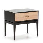 Bedside Table 1 Drawer 60X40X55 Wood Black Grey