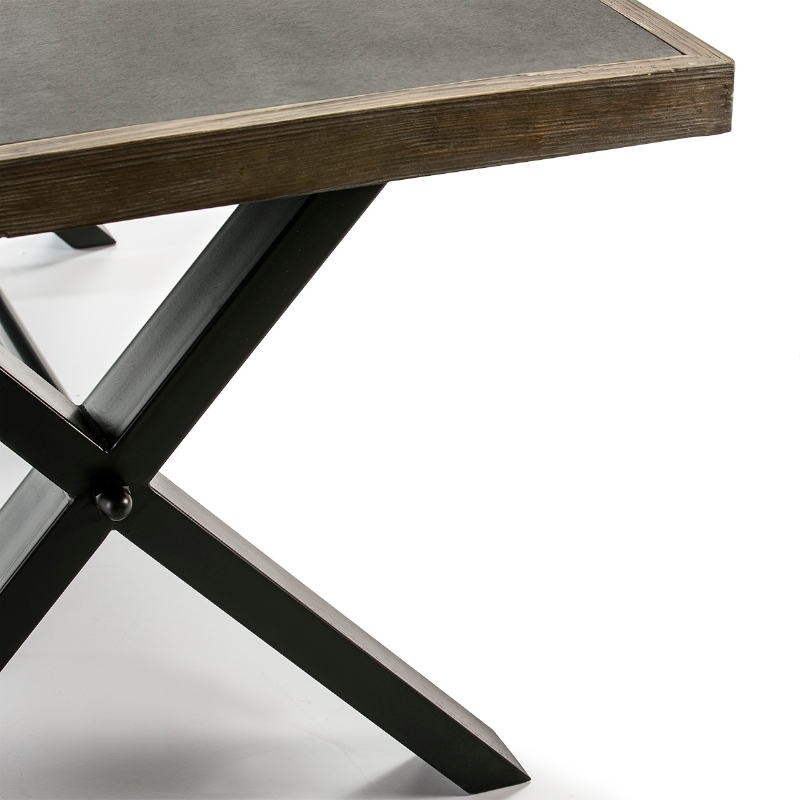 Dining Room Table 200X90X78 Cement Wood Natural Metal Black - image 51051