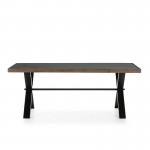 Dining Room Table 200X90X78 Cement Wood Natural Metal Black