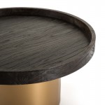 Coffee Table 80X80X42 Wood Dark Brown Metal Golden