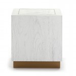 Side Table 55X55X60 Wood White Metal Golden