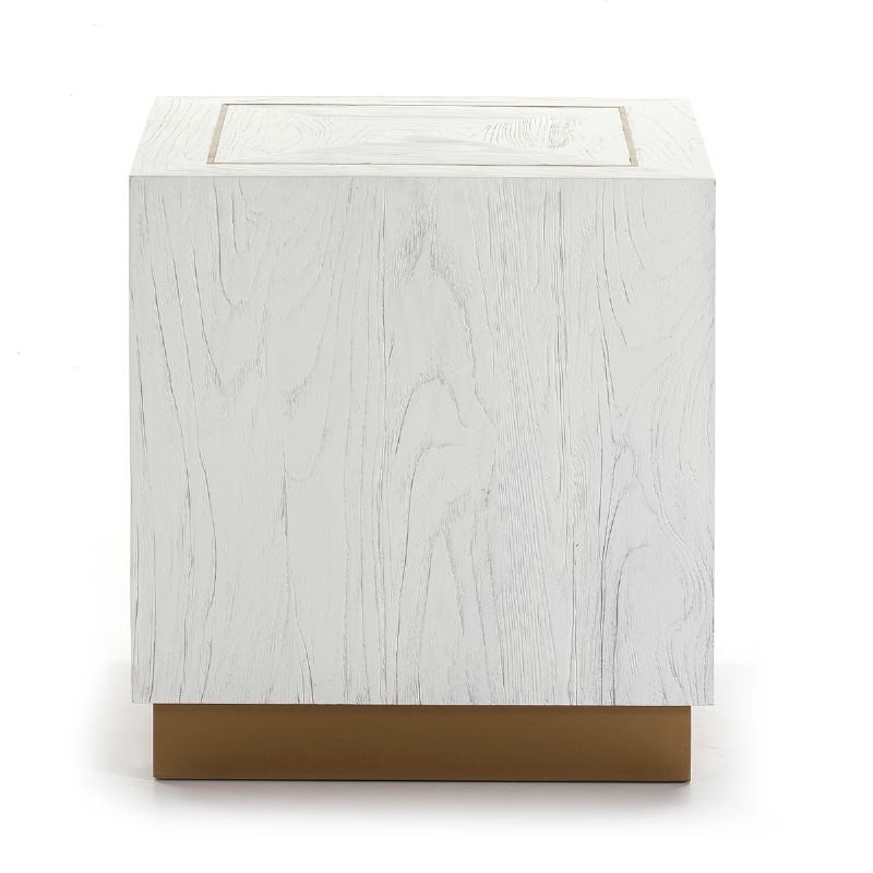 Side Table 55X55X60 Wood White Metal Golden - image 51114