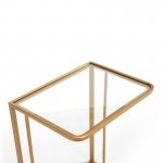 Side Table 46X35X61 Glass Metal Golden