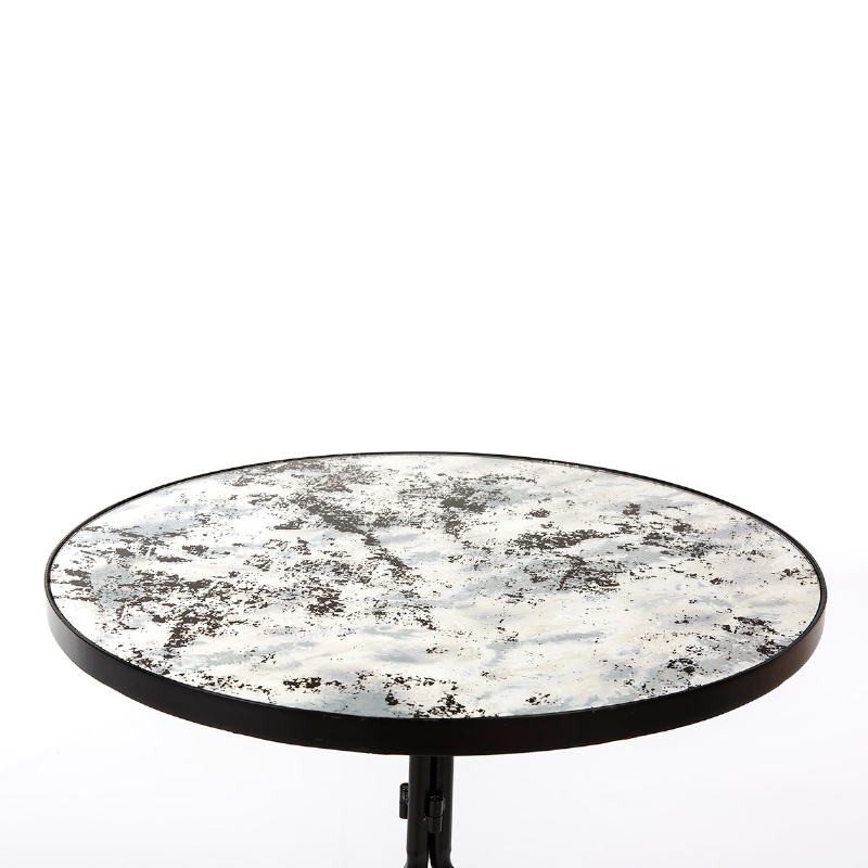 Side Table 60X60X78 Mirror Aged Metal Black - image 51162