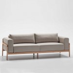 4-Seater Straight Sofa 210X87X75 Ash Wood Gray Polyester Fabric