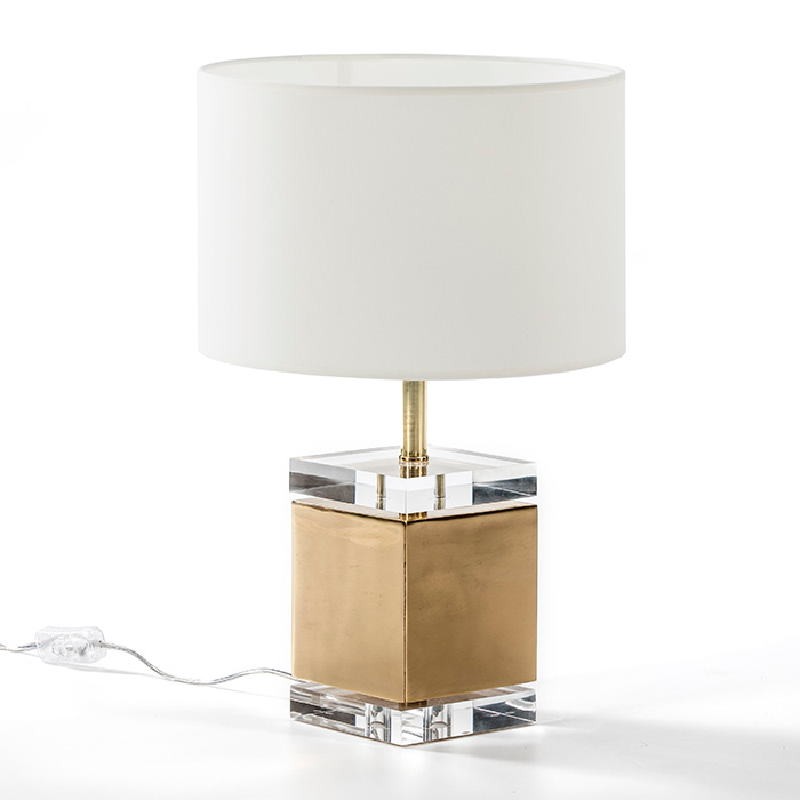 Lampe de Table sans abat-jour 13x13x34 Acrylique Métal Doré - image 51215