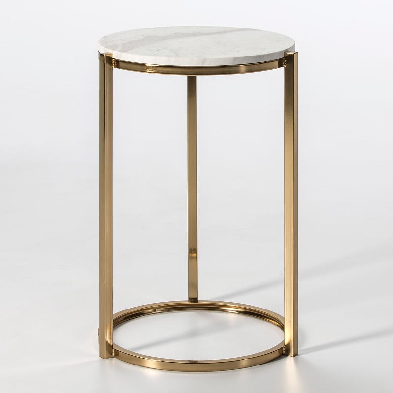 Auxiliary Table 38X40X60 Marble White Metal Golden - image 51256