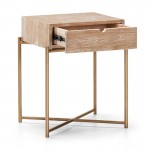 Nachttisch 1 Schublade 50X40X62 Holz/Metall Weißwäsche/Golden