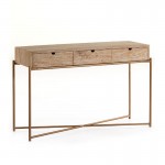 Console 120X40X76 Wood Metal White Washed Golden