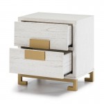 Bedside Table 2 Drawers 56X41X60 Wood White Golden