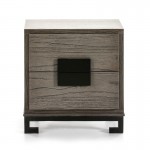Bedside Table 2 Drawers 56X41X60 Wood Grey Black