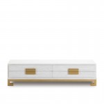Tv Furniture 4 Drawers 161X45X45 Wood White Golden