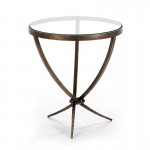 Side Table 51X51X56 Glass Metal Golden Antique