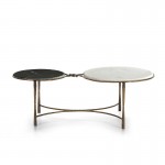 Coffee Table 120X62X40 Marble White Black Wrought Iron Golden